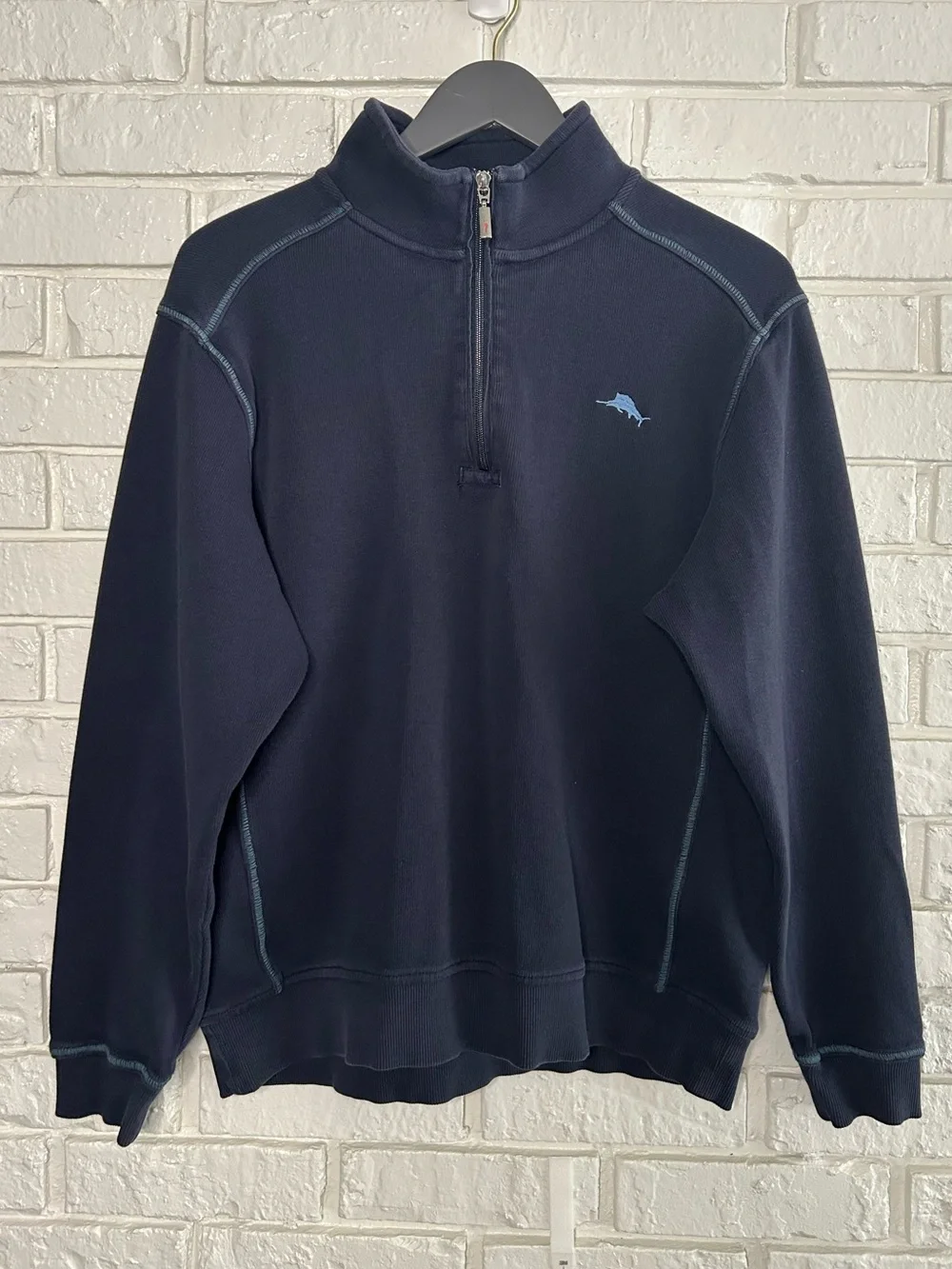 Tommy Bahama Men’s Navy 1/4 Zip Pullover Sweater Medium